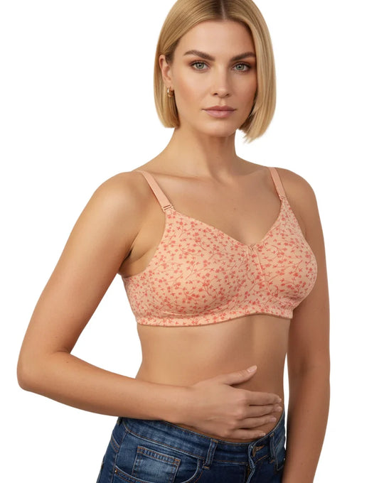 Cotton Double Layered Non Wired Printed Bra