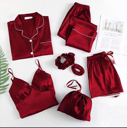 Velvet Nightwear Set with Piping Work