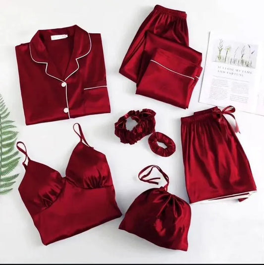 Velvet Nightwear Set with Piping Work