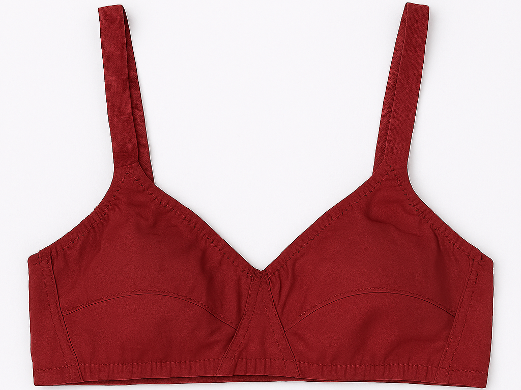 Cotton Sada Bra Pack of 3 – Mehroon, Black & Skin Color | Comfortable 3 Hook Non-Padded Bra for Women - 32