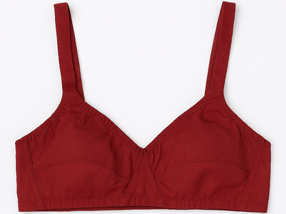 Cotton Sada Bra Pack of 3 – Mehroon, Black & Skin Color | Comfortable 3 Hook Non-Padded Bra for Women - 32
