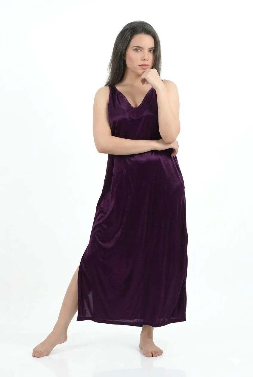 Purple Silk Nightgown Set for Women