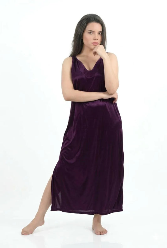 Purple Silk Nightgown Set for Women