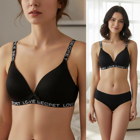Black Love Secret Sports Bra with Bow