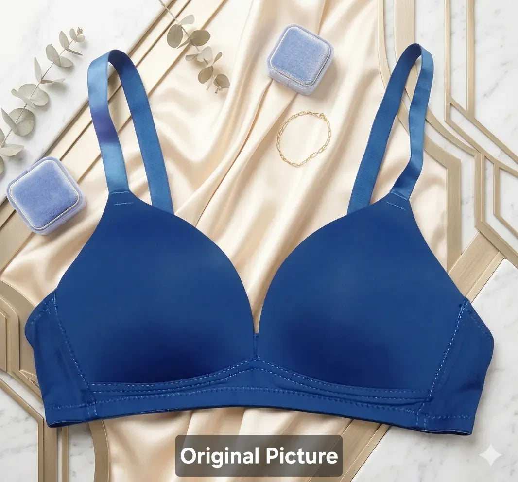 Blue Seamless Push-Up Wireless Bra for Women