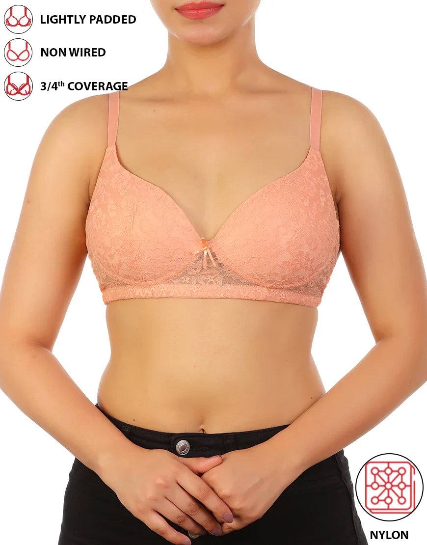 Lightly padded wire-free 3/4th coverage