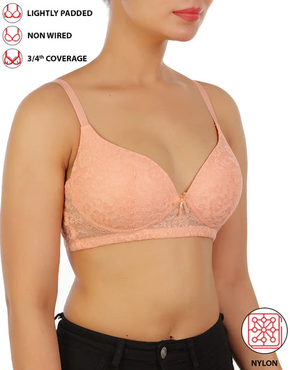 Lightly padded wire-free 3/4th coverage