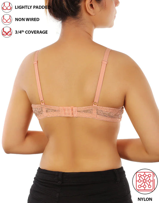 Lightly padded wire-free 3/4th coverage