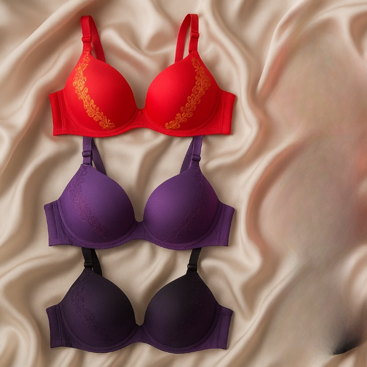 Silk Embroidered Padded Bra for Women – Luxury Undergarment with Soft Silk Fabric, Stylish Embroidery, Comfortable Fit & Everyday Support