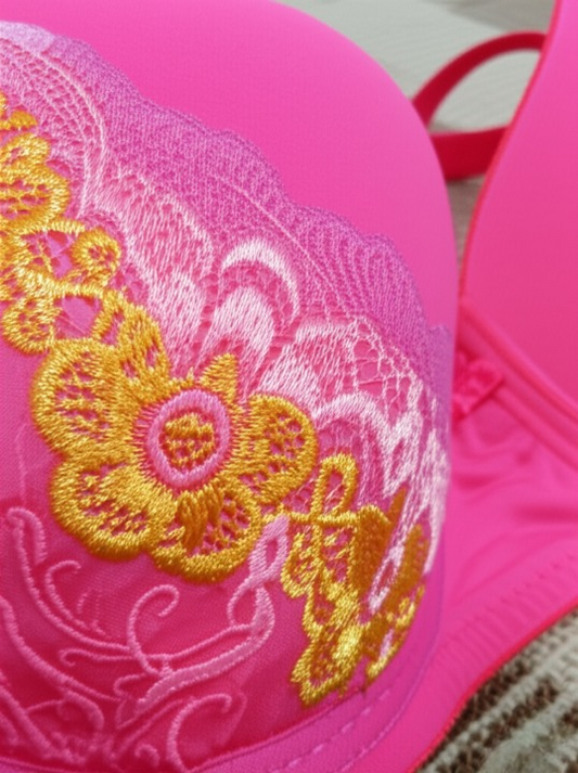 Silk Embroidered Padded Bra for Women – Luxury Undergarment with Soft Silk Fabric, Stylish Embroidery, Comfortable Fit & Everyday Support