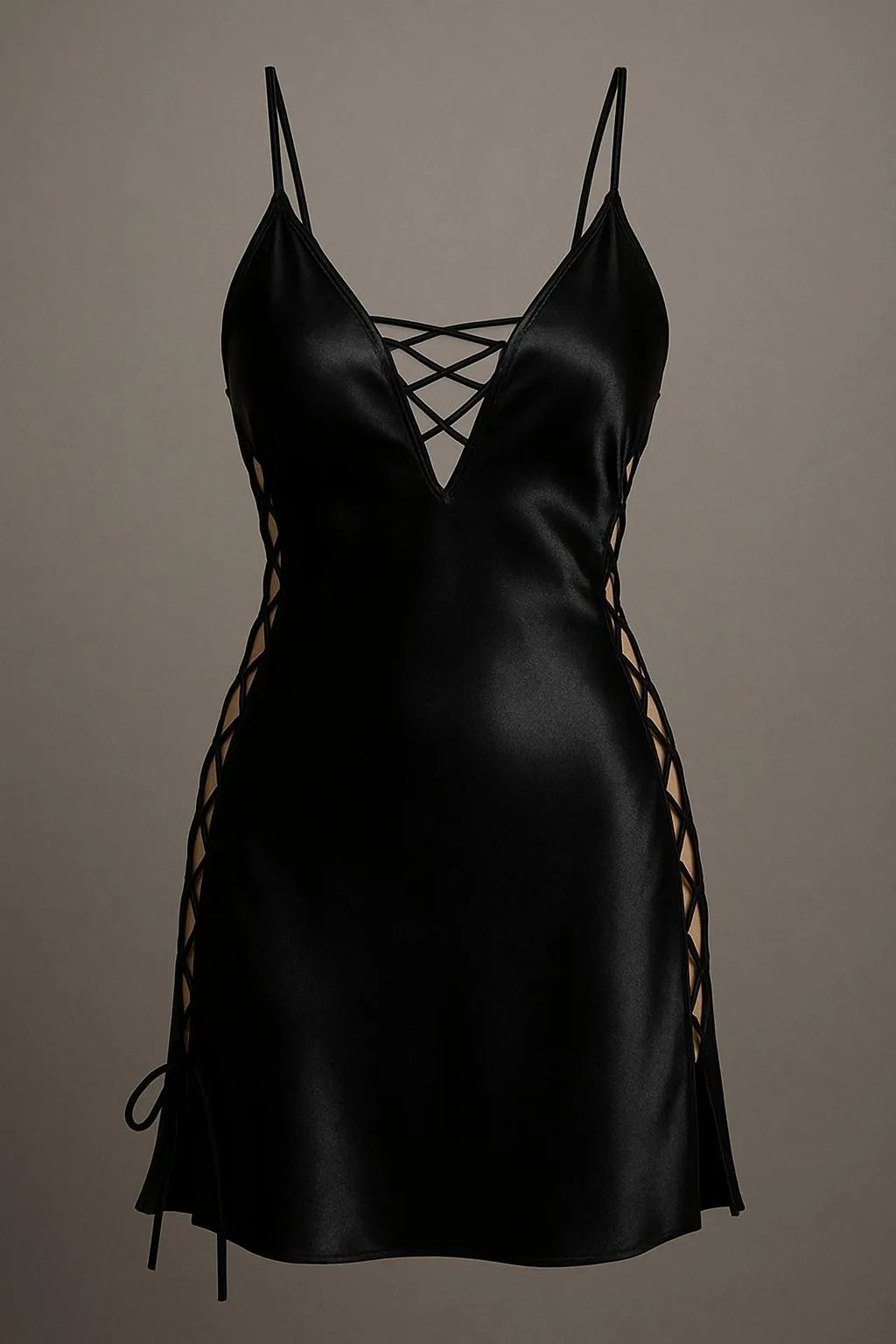 Silk V-Neck Nightgown Black medium Women