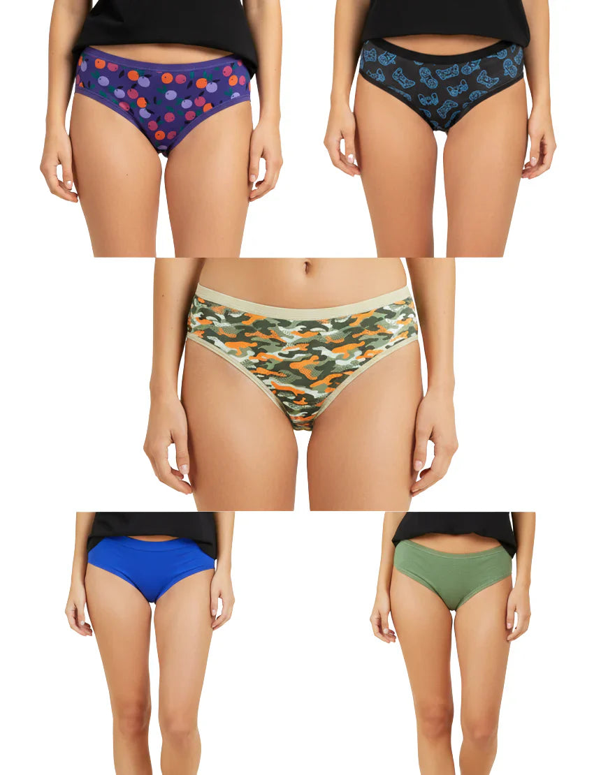 Pack of 5 super soft cotton  printed bikini