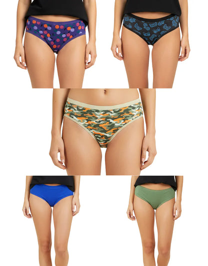 Pack of 5 super soft cotton  printed bikini
