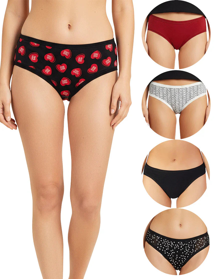 Pack of 5 super soft cotton stretch printed